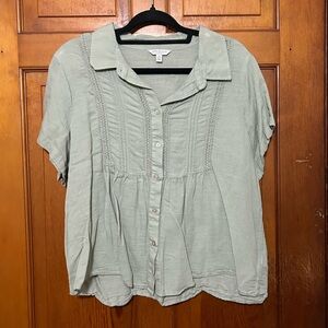 Lucky Brand Sage Button Top